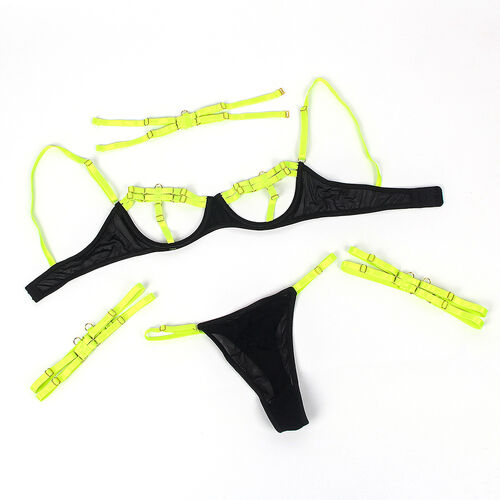 SET SUJETADOR CON COLLAR Y DETALLES PARA PIERNAS L/XL