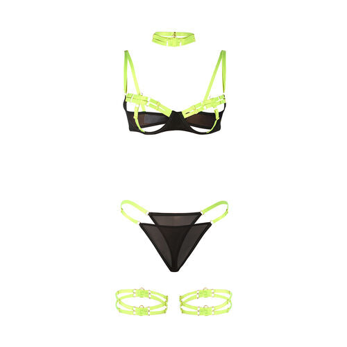 SET SUJETADOR CON COLLAR Y DETALLES PARA PIERNAS L/XL