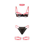 SET SUJETADOR CON COLLAR Y DETALLES PARA PIERNAS L/XL