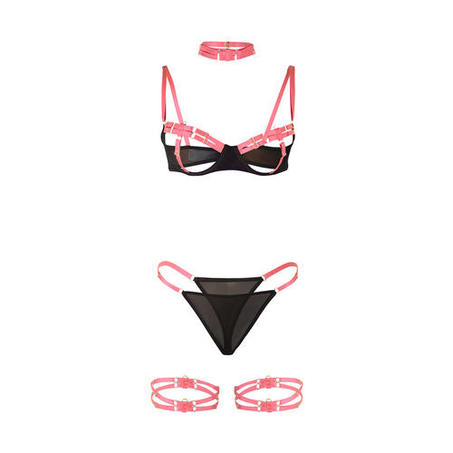 SET SUJETADOR CON COLLAR Y DETALLES PARA PIERNAS L/XL