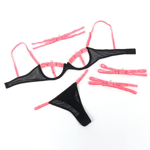 SET SUJETADOR CON COLLAR Y DETALLES PARA PIERNAS L/XL